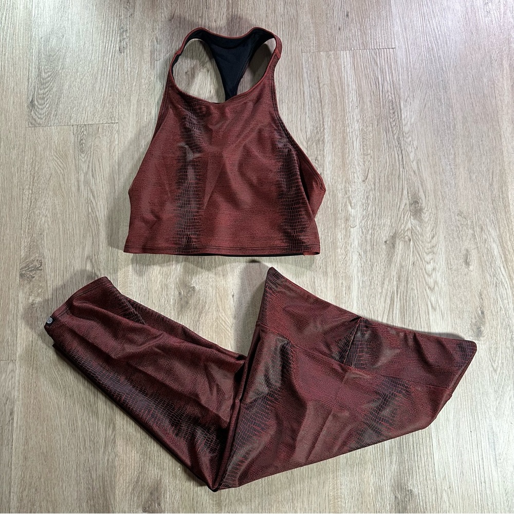 Onzie Red Snakeskin Print Workout Set